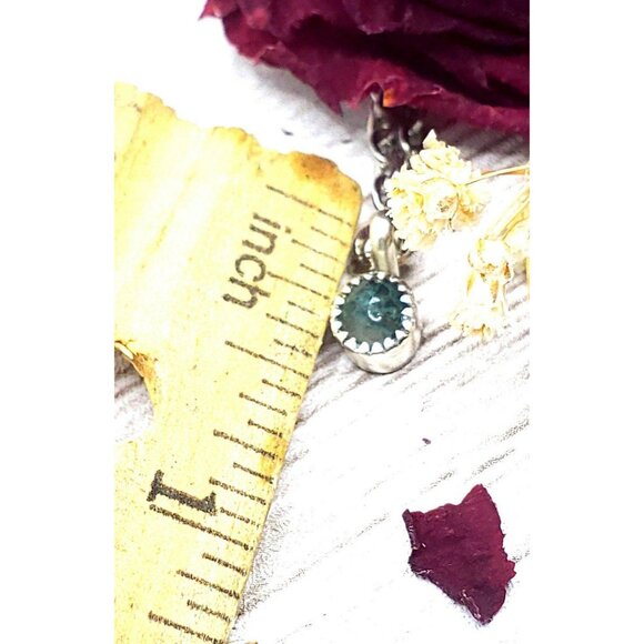 Moss agate sterling silver Necklace mini minimal tiny petite jewelry - Picture 11 of 11